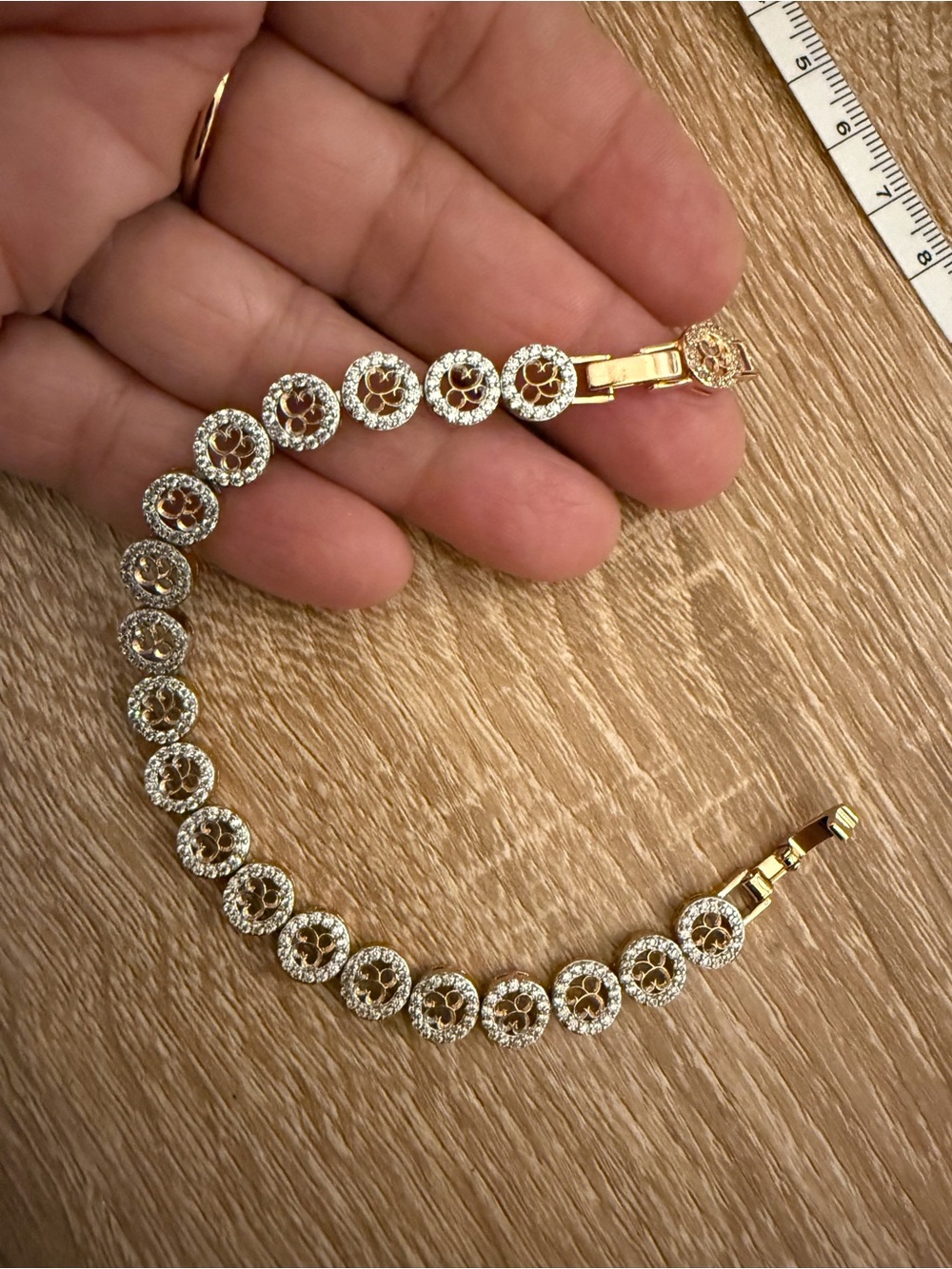Elegant Gold and White Crystal Tennis Bracelet - Women's Jewelry